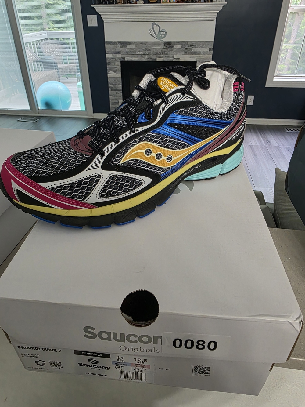 Saucony Multicolor Running Shoe — Black with Blue, Yellow & Pink Accents